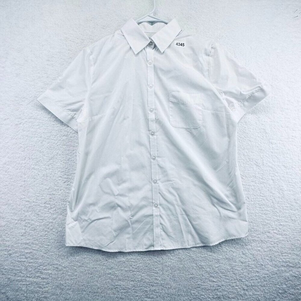Edwards Womens Uniform Blouse Sz L White‎ Short Sleeve Catering Wait Staff New